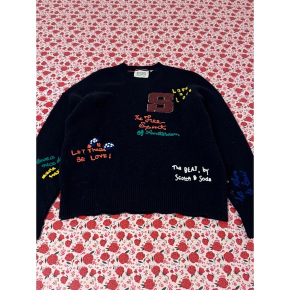 Scotch & Soda Amsterdam Embroidered Wool Alpaca Blend Sweater Navy Blue Small c3 - Picture 3 of 7